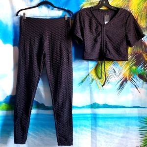 J & W Leggings & Crop top set women's size XL